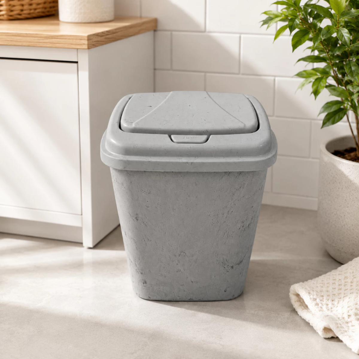 Lixeira 9L Click Marmorizada de Plástico com Tampa Para Cozinha