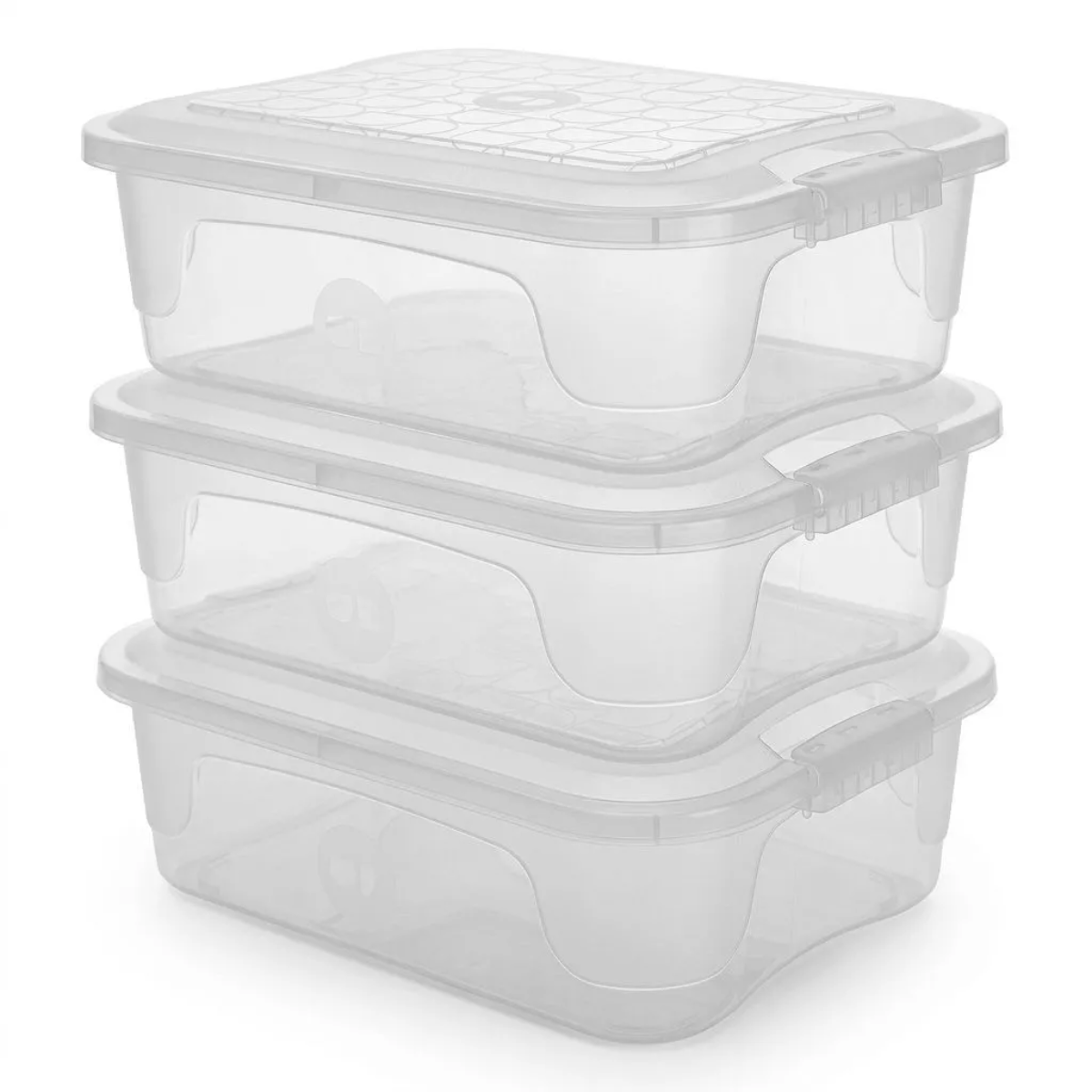Kit de Organização Modular Transparente 9L com Travas de Segurança