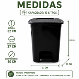 Lixeira Quadrada 13L com Pedal e Tampa Reforçada