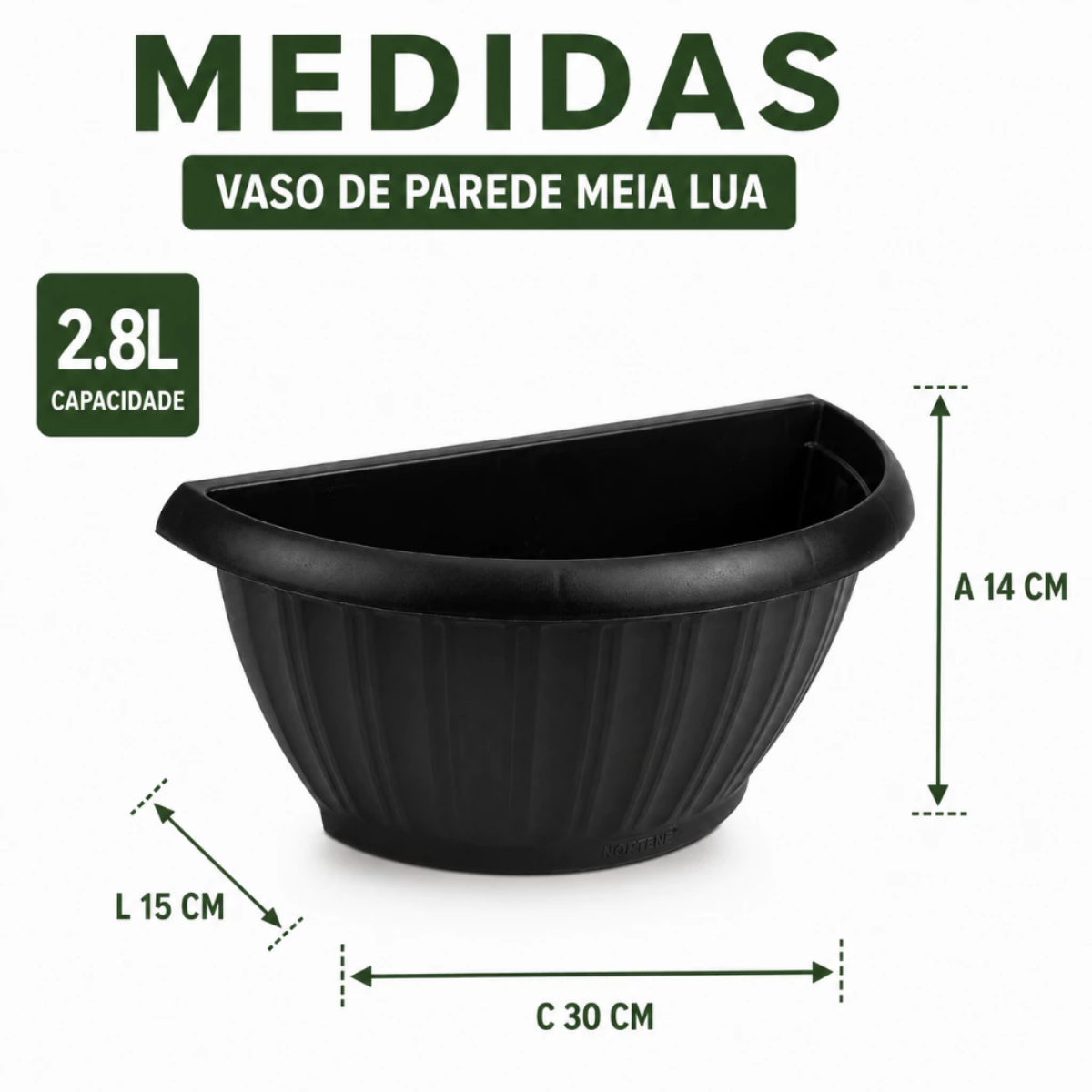Vaso para Planta de Parede Meia Lua 2,8 Litros