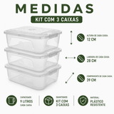 Kit de Organização Modular Transparente 9L com Travas de Segurança