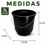 Balde de Limpeza 7 Litros Preto Resistente Multiuso