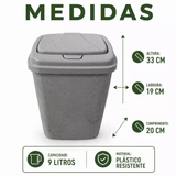 Lixeira 9L Click Marmorizada de Plástico com Tampa Para Cozinha