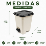 Lixeira Quadrada 13 L Branca com Tampa Preta Pedal Reforçado