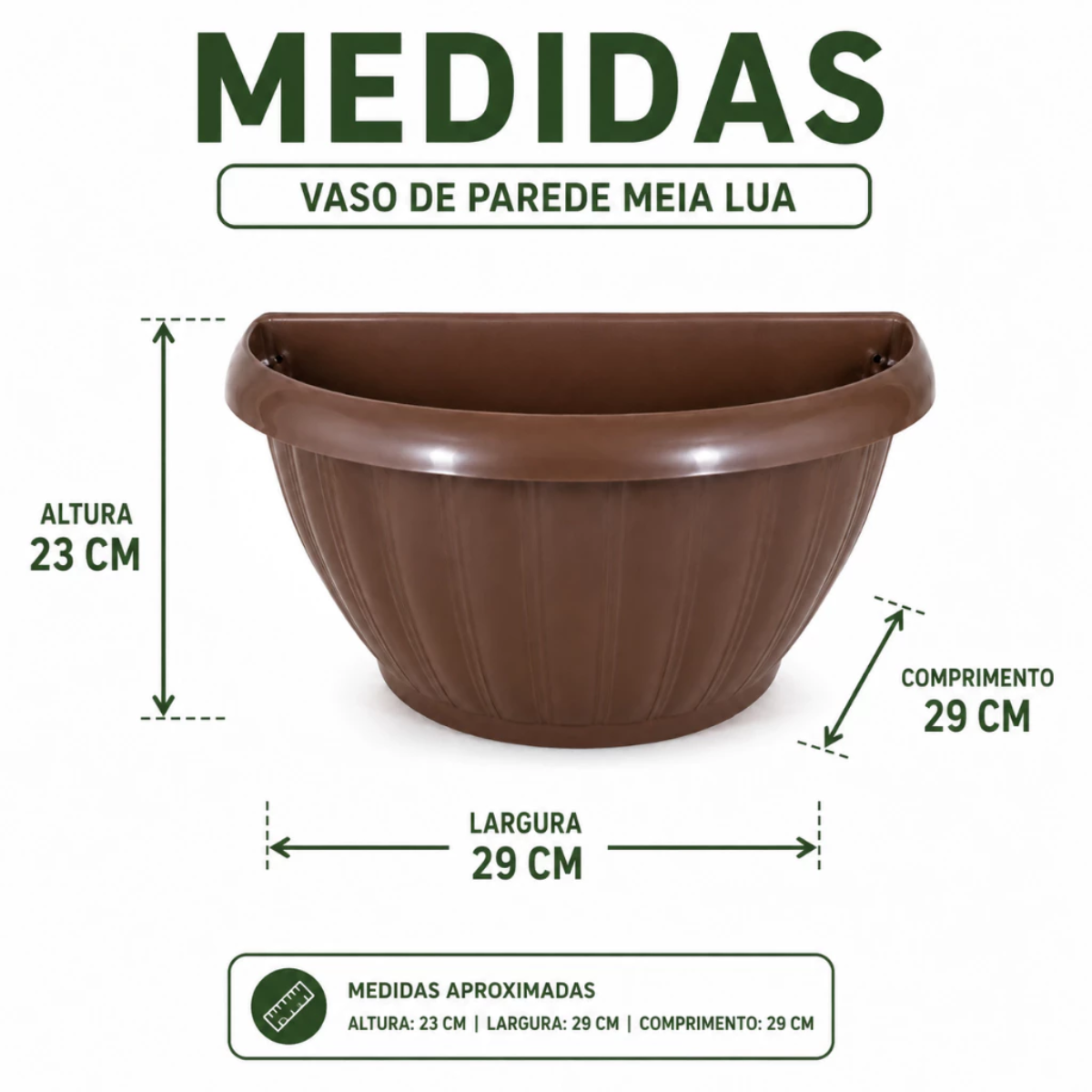 Vaso Grego de Parede Terracota Meia Lua