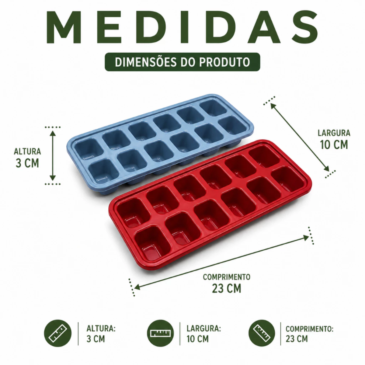 Forma de Gelo Reforçada Multiuso Fácil de Desenformar Para Freezer