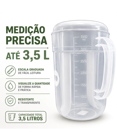 Jarra de Suco Redonda com Tampa Colorida 3,5L Multiuso