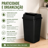 Lixeira Preta 9 Litros com Tampa Basculante Multiuso