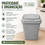 Lixeira 9L Click Marmorizada de Plástico com Tampa Para Cozinha