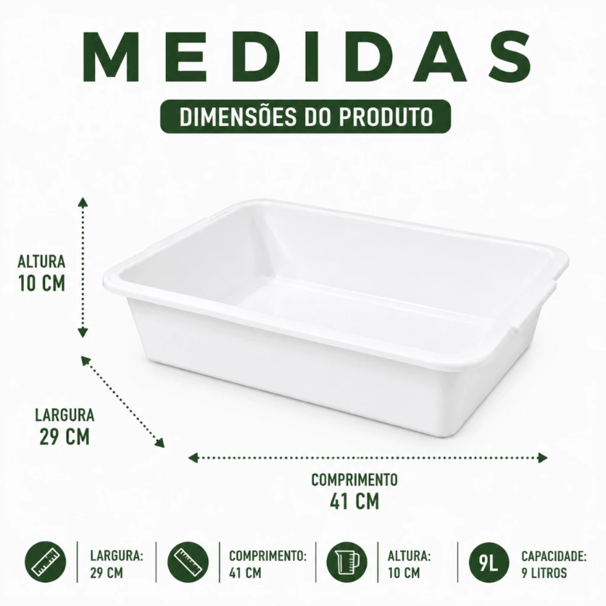 Bandeja Plástica 9 Litros para Carnes Alimentos Açougue