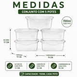 Kit 5 Pote Organizador 700ml com Tampa Leve 5 Pague 4