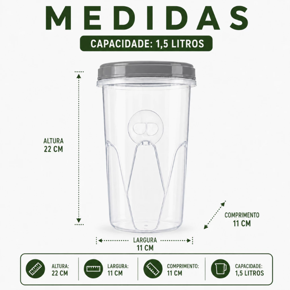 Organizador com Tampa Rosqueável 1,5L Multiuso