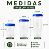 Kit 3 Pote Organizador Tampa Rosqueável 1L 1,5L e 2L Para Cozinha