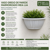 Vaso Grego de Parede Marmorizado Meia Lua 2,8L
