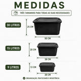 Caixa Cesto Organizador Tampa com Trava 9L/15L e 30L Organização Multiuso