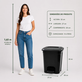 Lixeira Quadrada 13L com Pedal e Tampa Reforçada