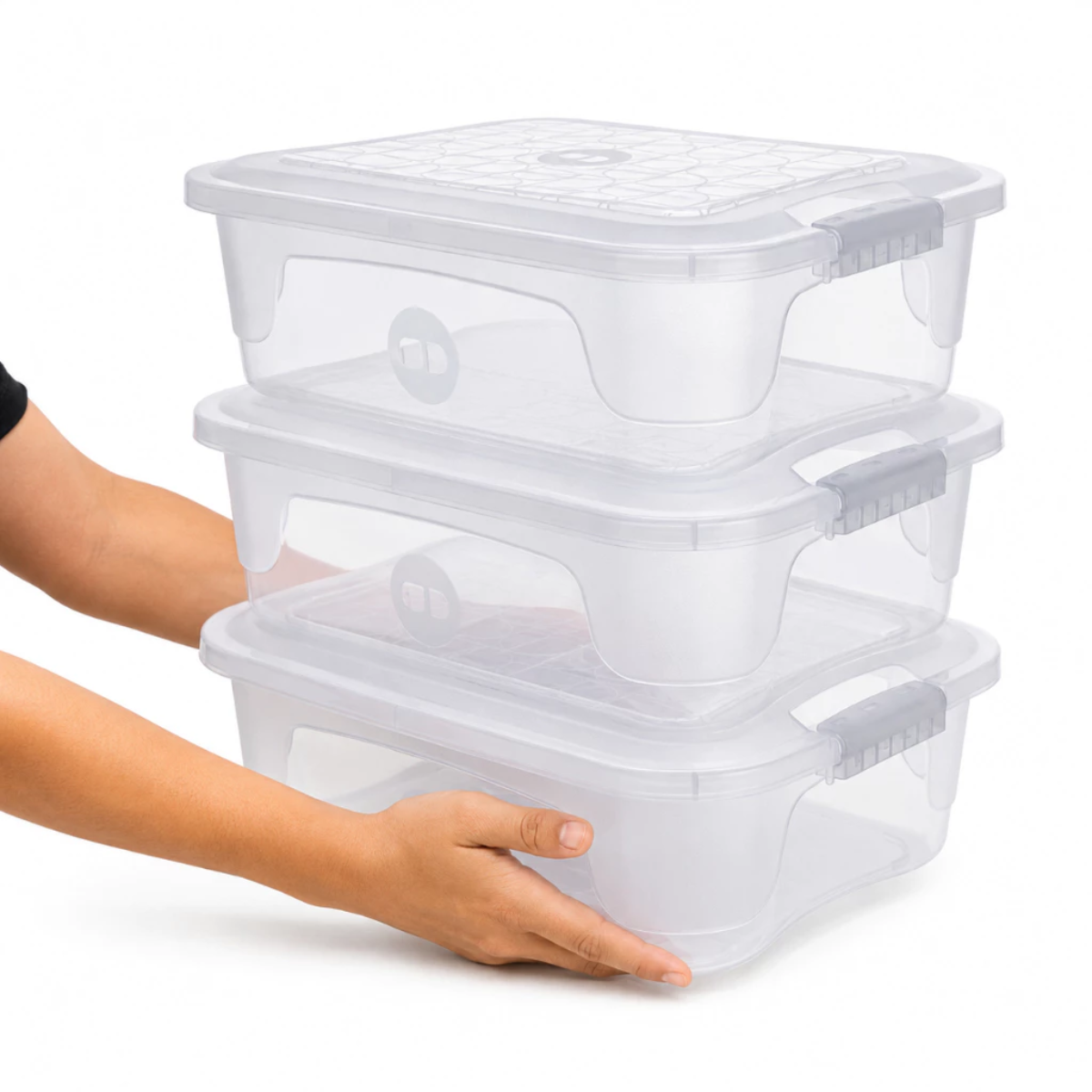 Kit de Organização Modular Transparente 9L com Travas de Segurança