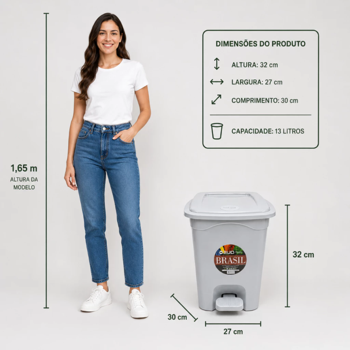 Lixeira com Pedal 13L - Linha Higiene & Organização