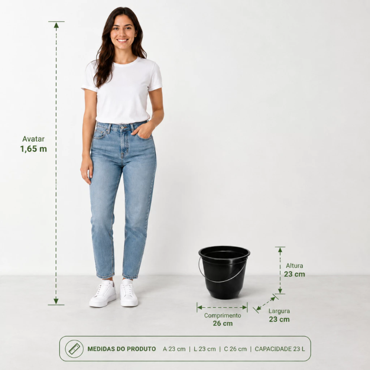 Balde de Limpeza 7 Litros Preto Resistente Multiuso