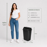 Lixeira Preta 9 Litros com Tampa Basculante Multiuso