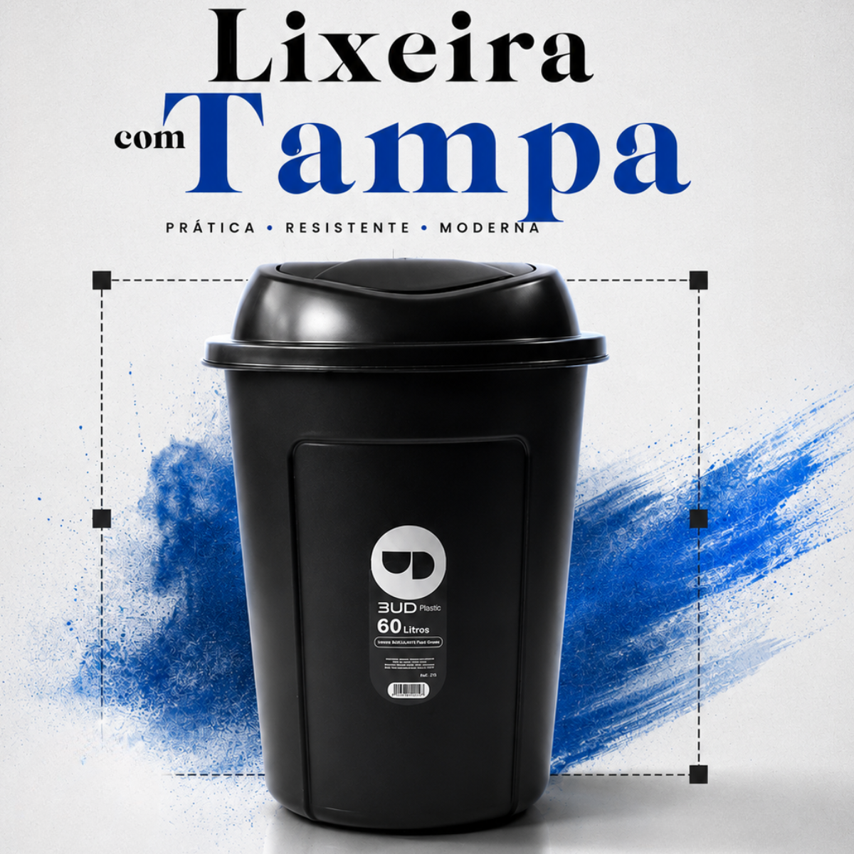 Lixeira Profissional 60 Litros em Plástico Reforçado - Ideal para Restaurantes e Empresas