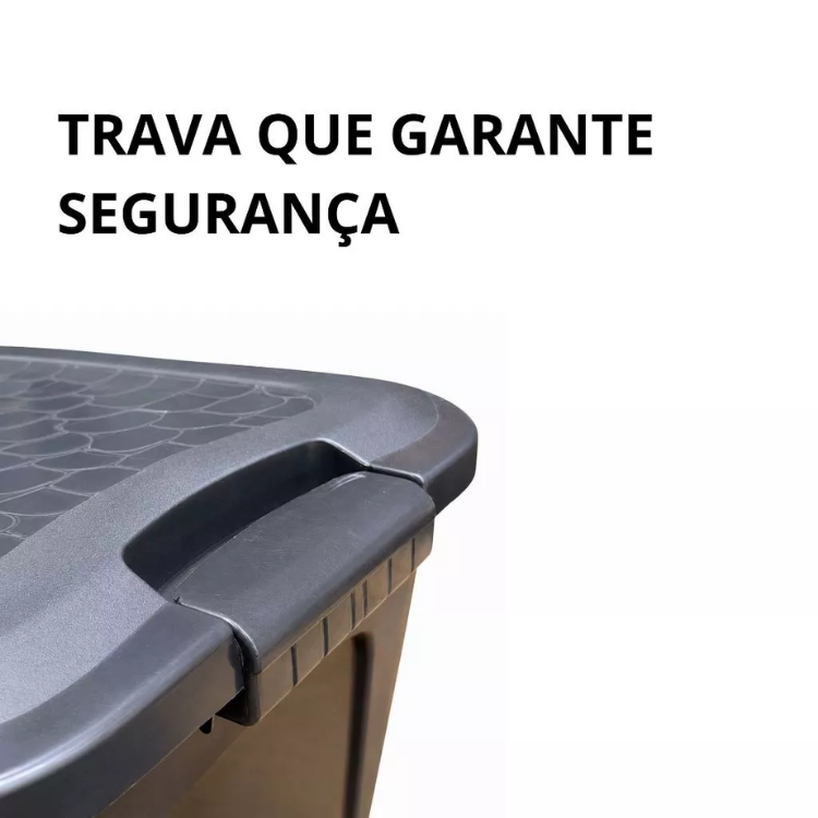 Caixa Cesto Organizador Tampa com Trava 9L/15L e 30L Organização Multiuso