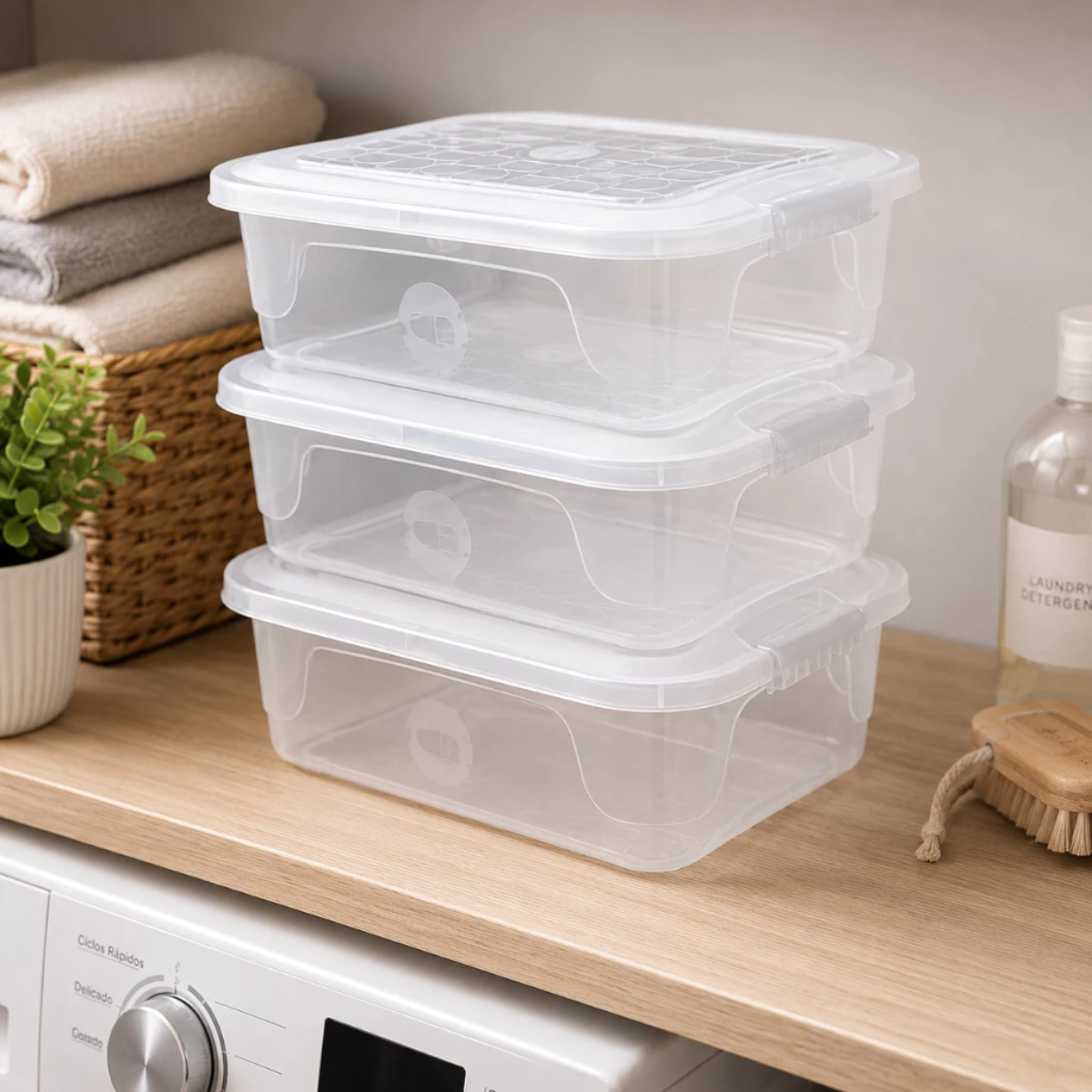 Kit de Organização Modular Transparente 9L com Travas de Segurança