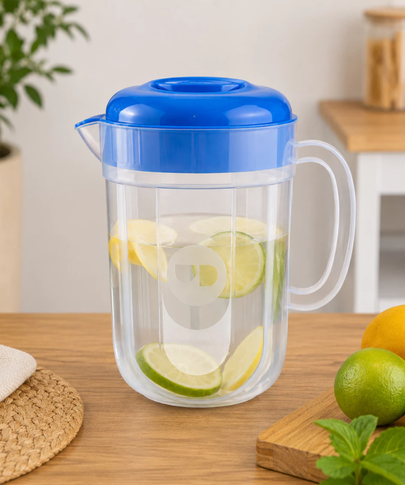 Jarra de Suco Redonda com Tampa Colorida 3,5L Multiuso