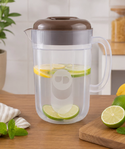 Jarra de Suco Redonda com Tampa Colorida 3,5L Multiuso