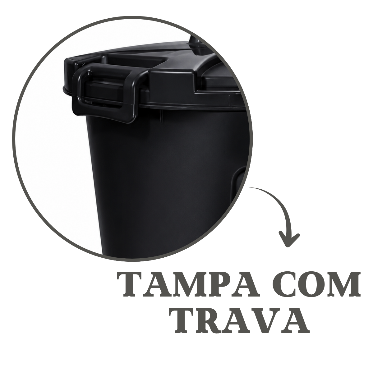 Lixeira Cesto 60Litros Com Trava Preto