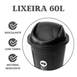 Lixeira Profissional 60 Litros em Plástico Reforçado - Ideal para Restaurantes e Empresas
