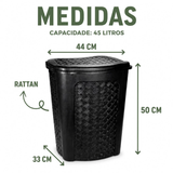 Lixeira Rattan 45 Litros Profissional - Design Elegante e Alta Resistência
