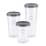 Kit 3 Pote Organizador Tampa Rosqueável 1L 1,5L e 2L Para Cozinha